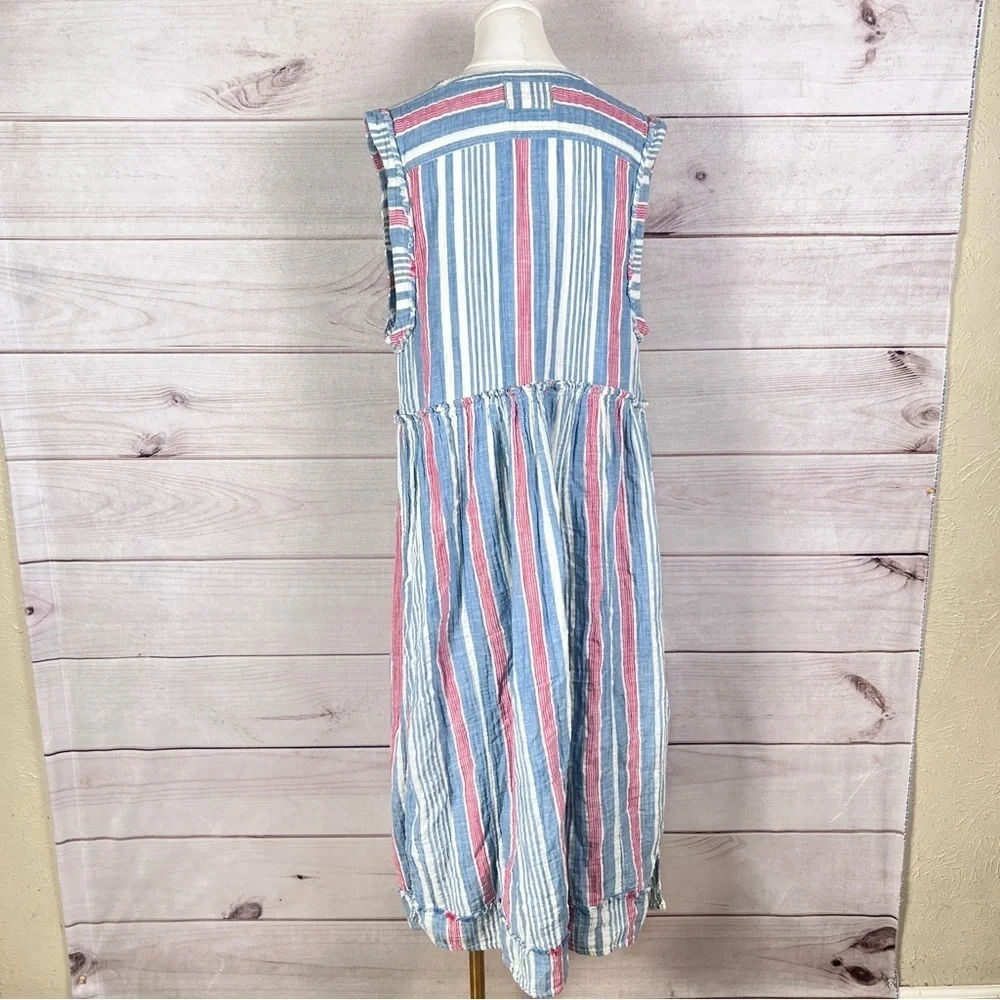 Free People We the Free Surf Striped Maxi Dress Blue Sleeveless Sz S - Picture 6 of 11